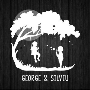 2 Jungen schwingen SVG PNG für Cricut und Silhouette, Brüder schwingen SVG, Geschwister svg