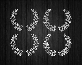 4 Wreaths Bundle SVG PNG for Cricut and Silhouette, Wedding Wreath, Floral Wreath Svg, Botanical Wreath Svg, Wreath Template, Wreath Clipart