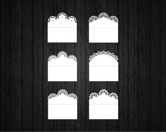 6 Place Cards Template SVG PNG for Cricut and Silhouette, Dinner Name Tag, Wedding Place Card Svg, Table Name Card Svg, Place Card Bundle