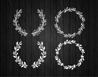 4 Wreaths Bundle SVG PNG for Cricut and Silhouette, Wedding Wreath, Floral Wreath Svg, Botanical Wreath Svg, Wreath Template, Wreath Clipart
