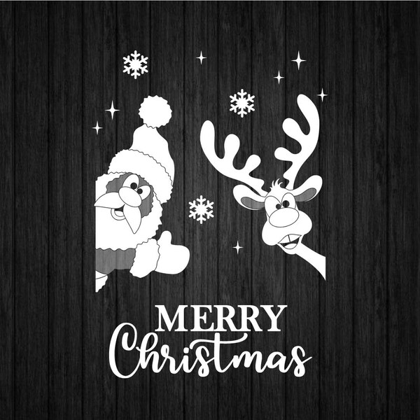 Merry Christmas Santa and Rudolph Frame SVG PNG for Cricut and Silhouette
