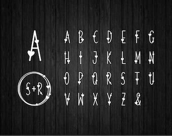 Valentine's Day Alphabet SVG PNG for Cricut and Silhouette, Hearts Alphabet Svg, Alphabet Hearts Svg, Monogram Heart Svg, Wedding Heart Svg