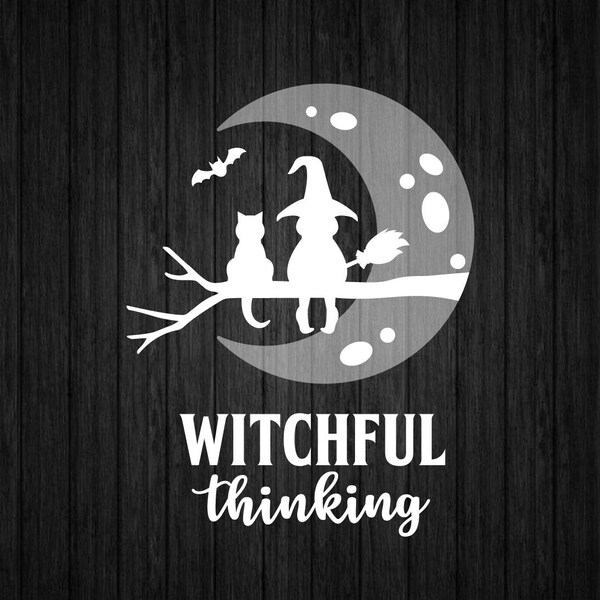 Witch with Cat SVG PNG for Scrapbook Cricut and Silhouette, Witch File Cut, Witch Svg, Witch Clipart, Witch Digital Print