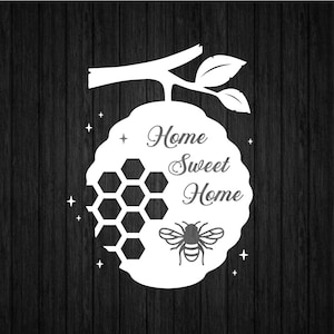 Home Sweet Home Bee Hive SVG PNG voor Cricut en Silhouette, Bee Hive Frame Svg, honingraat sjabloon Svg, honing patroon Svg, Bee Hive teken Svg