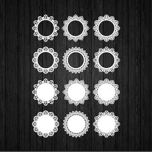 12 Lace Doilies Set SVG PNG for Cricut and Silhouette, Lace Doily Svg, Wedding Doily Svg, Place Card Doily Svg, Doily Pattern Svg, Doily Svg