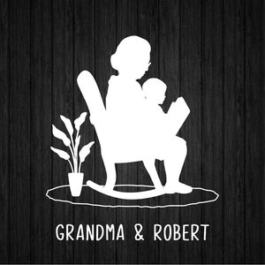 Vovó lendo para o neto SVG PNG para Cricut e Silhouette, Vovó Svg, Avó Svg, Neta Svg, Camiseta da Vovó Svg
