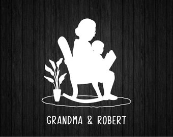 Grand-mère lisant à son petit-fils SVG PNG pour Cricut et Silhouette, grand-mère Svg, grand-mère Svg, petite-fille Svg, grand-mère T-shirt Svg