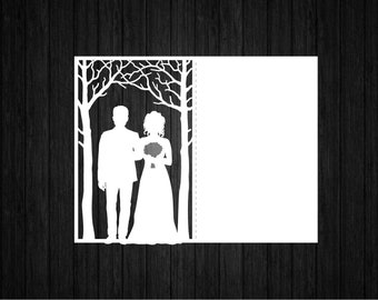 Couple Under the Tree Card SVG PNG for Cricut and Silhouette, Wedding Invitation Svg, Bride and Groom Svg, Wedding Card Svg, Wedding Frame