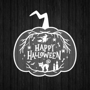 Halloween gruseliger Kürbis Rahmen SVG PNG für Cricut und Silhouette, Halloween Kürbis Handzeichen, Halloween Clipart Form, Halloween Vorlage Blatt
