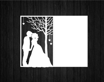 Couple Under the Tree Card SVG PNG for Cricut and Silhouette, Wedding Invitation Svg, Bride and Groom Svg, Wedding Card Svg, Wedding Frame