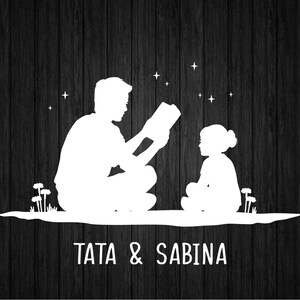 Padre che legge alla figlia SVG PNG per Cricut e Silhouette, Padre e figlia Svg, Festa del papà Svg