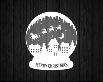 Christmas Snow Globe SVG PNG for Cricut and Silhouette, Snow Globe File Cut, Houses Snow Glove Svg, Winter Scenery Svg, Christmas File Cut