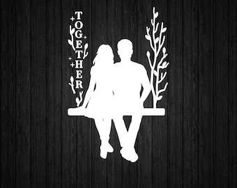 Rama de pareja en columpio SVG PNG para Cricut y Silhouette, Nombre de pareja Svg, Columpio de flores Svg, Juntos Svg, Plantilla de pareja Svg, Clipart de pareja