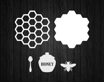 Bee Dipper Honeycomb SVG PNG for Cricut and Silhouette, Honeycomb Template Svg, Honey Bee Svg, Honeycomb Pattern Svg, Honeycomb Clipart Svg