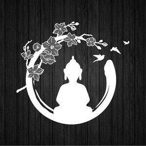 Kirschblüte Buddha Enso Kreis SVG PNG für Cricut und Silhouette, Buddha svg, Buddha File Cut