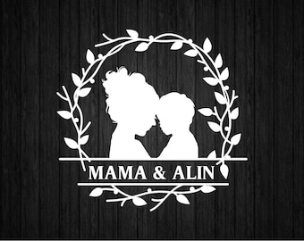 Mother And Son SVG PNG for Cricut and Silhouette, Boy Mom Svg, Mother's Day Svg, Mother Template Svg, Mother Clipart, Mother Son Name Svg