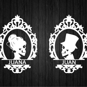 Mooie schedel paar frame Dia de los Muertos Day of the Dead SVG PNG voor Cricut en Silhouette
