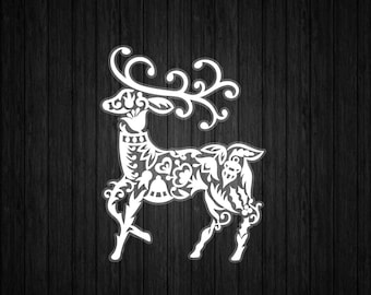Beautiful Christmas Reindeer SVG PNG for Cricut and Silhouette, Reindeer File Cut, Winter Deer Svg, Reindeer Template Svg, Reindeer Clipart