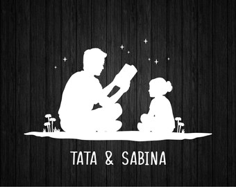 Padre e hija SVG PNG para Cricut y Silhouette, Día del Padre Svg, Nombre de padre e hija Svg, Plantilla de padre Svg, Clipart de padre Svg