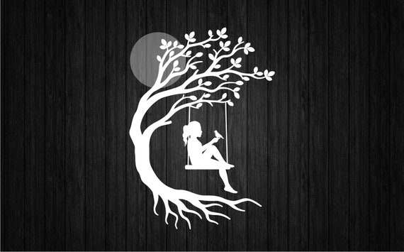 Girl with Bird and Tree Swing SVG PNG for Cricut and Silhouette, Swing Girl Svg, Tree Swing Svg, Girl Name Svg, Woman Tree Swing Svg