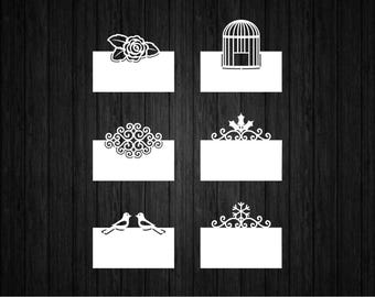 6 Place Cards Template SVG PNG for Cricut and Silhouette, Dinner Name Tag, Wedding Place Card Svg, Table Name Card Svg, Place Card Template