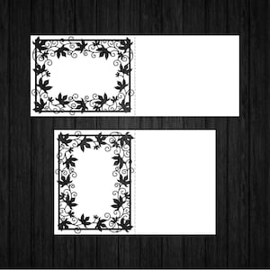 Paquete de 2 hermosas tarjetas con hojas de hiedra SVG PNG para Cricut y Silhouette, vid SVG, tarjeta de vino SVG, clipart de vid, plantilla de tarjeta de vid SVG