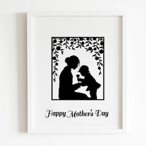 Mother's Day Card Template SVG PNG for Cricut and Silhouette, Mother's Day Clipart Svg, Mother and Child Svg, Girl Mom Svg, Boy Mom Svg image 5