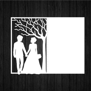 Couple Under the Tree Card SVG PNG for Cricut and Silhouette, Wedding Invitation Svg, Wedding Card Svg