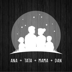 Family with 2 Kids Frame SVG PNG for Cricut and Silhouette, Family Portrait Svg, Family Template Svg, Family Clipart Svg, Family T-shirt Svg