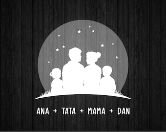 Family with 2 Kids Frame SVG PNG for Cricut and Silhouette, Family Portrait Svg, Family Template Svg, Family Clipart Svg, Family T-shirt Svg