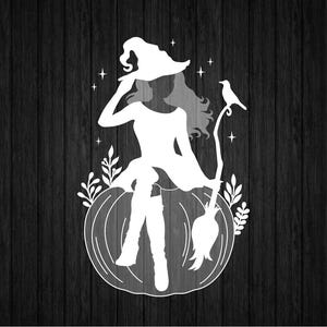 Witch on a Pumpkin SVG PNG for Cricut and Silhouette, Halloween Witch Svg, Halloween Cat Svg, Halloween Clipart Svg, Halloween Template Svg