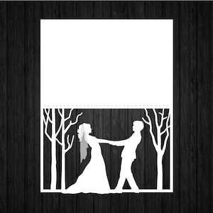 Couple Under the Tree Card SVG PNG for Cricut and Silhouette, Bride and Groom Wedding Invitation Svg