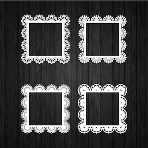 4 Scalloped Shaped SVG PNG for Cricut and Silhouette, Doily Template Svg, Lace Doily Svg, Square Doily Svg, Wedding Doily Svg, Doily Clipart