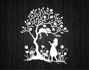 Alice in Wonderland SVG PNG for Cricut and Silhouette, Cheshire Cat Svg, Wonderland Svg