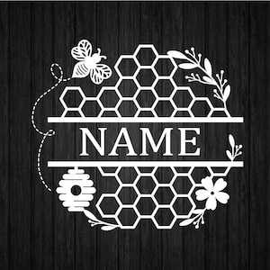 Honeycomb Name Frame SVG PNG, Honeycomb Personalised Name Frame SVG cutting file