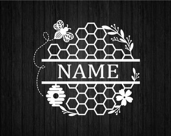 Honeycomb Name Frame SVG PNG for Cricut and Silhouette, Honeycomb Template Svg, Monogram Honeycomb Svg, Honey Bee File Cut Svg