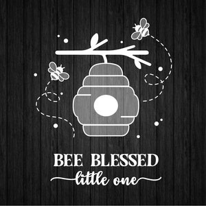 Bee gezegend kleintje SVG PNG voor Cricut en Silhouette, Baby Bee Svg, Hive Clipart Svg, Bee Hive-bestand gesneden Bee silhouet