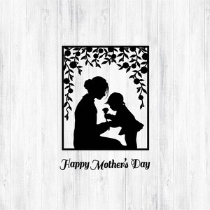 Mother's Day Card Template SVG PNG for Cricut and Silhouette, Mother's Day Clipart Svg, Mother and Child Svg, Girl Mom Svg, Boy Mom Svg image 6