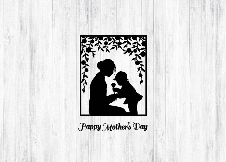 Mother's Day Card Template SVG PNG for Cricut and Silhouette, Mother's Day Clipart Svg, Mother and Child Svg, Girl Mom Svg, Boy Mom Svg image 6