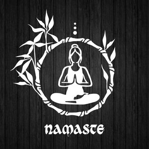 Yoga Girl Bamboo Frame SVG PNG for Cricut and Silhouette, Day of Yoga Svg, Meditation Svg, Namaste Svg, Buddha Svg, Yoga Woman, Vesak Day