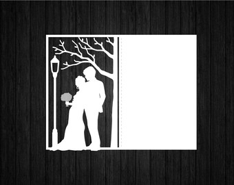 Couple Under the Tree Card SVG PNG for Cricut and Silhouette, Wedding Invitation Svg, Bride and Groom Svg, Wedding Card Svg, Wedding Frame