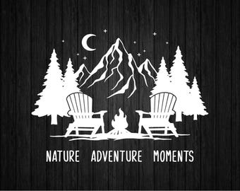 Berg med utsikt SVG PNG för Cricut och Silhouette, Natur Svg, Skogs Svg, Berg Svg, Camping Svg, Äventyrs Svg, Vandring Svg