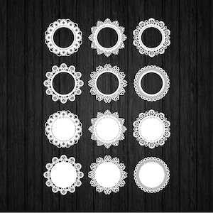 12 Lace Doilies Set SVG PNG for Cricut and Silhouette, Lace Doily Svg, Wedding Doily Svg, Place Card Doily Svg, Doily Pattern Svg