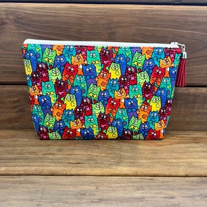 Bolsa de maquillaje con forma de gato de colores, bolsa organizadora de cartera con forma de gato, bolsa con cremallera, estuche para lápices con forma de gatito, bolsa de maquillaje, regalo de dama de honor