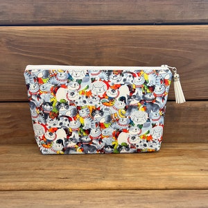 Bolsa de maquillaje con diseño de gatos grises de colores, bolsa organizadora de carteras con forma de gato, bolsa con cremallera, estuche para lápices con forma de gatito, bolsa de maquillaje, regalo para dama de honor
