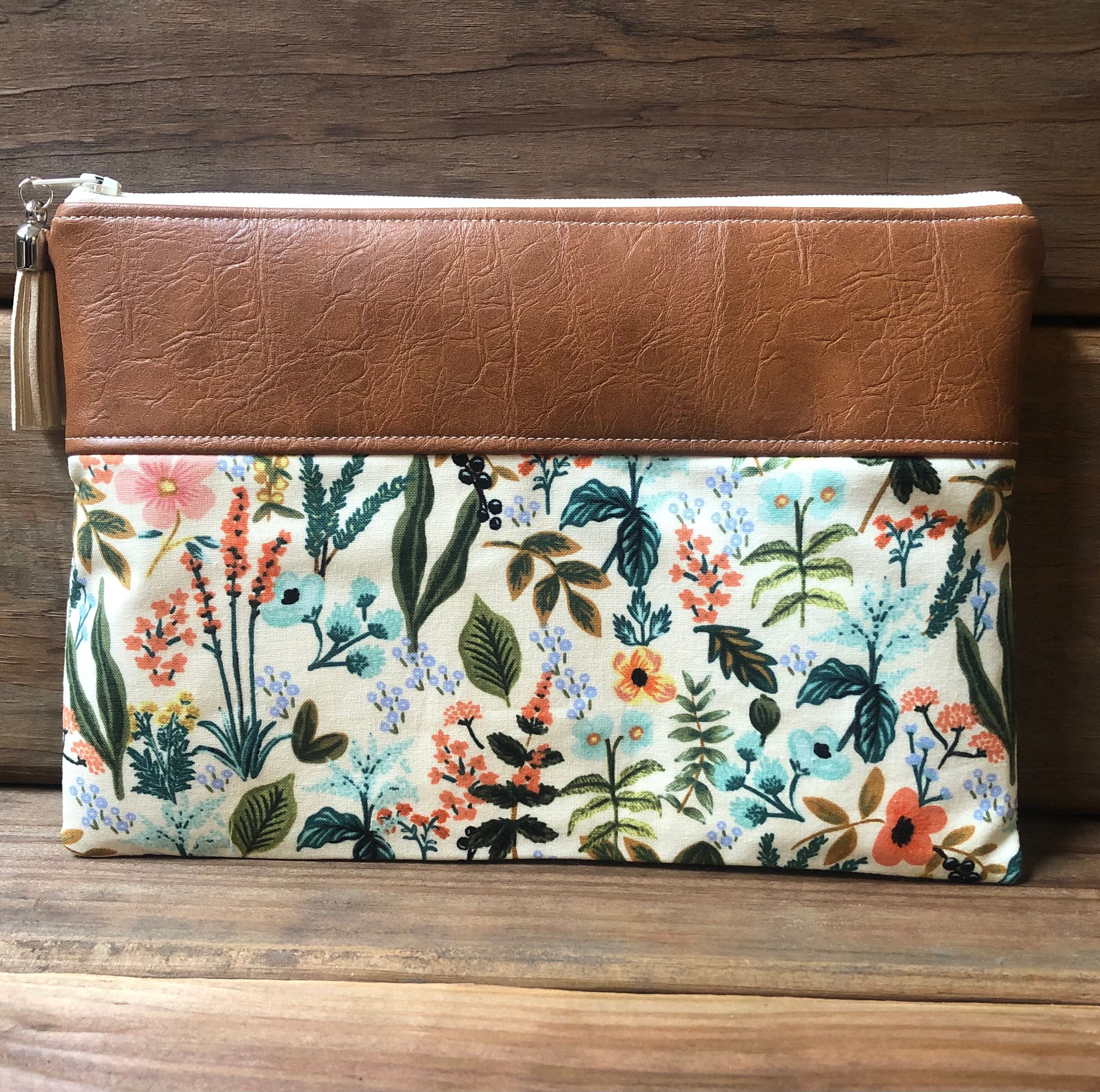 Rifle paper co. Amalfi Zipper Pouch, vegan leather accent bag, Makeup…