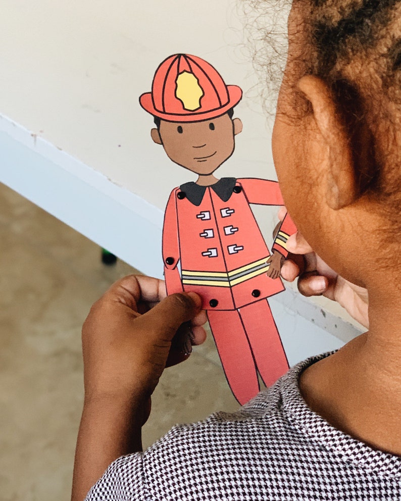 Articulated Firefighter Paper Doll/Puppet African American Boy Etsy
