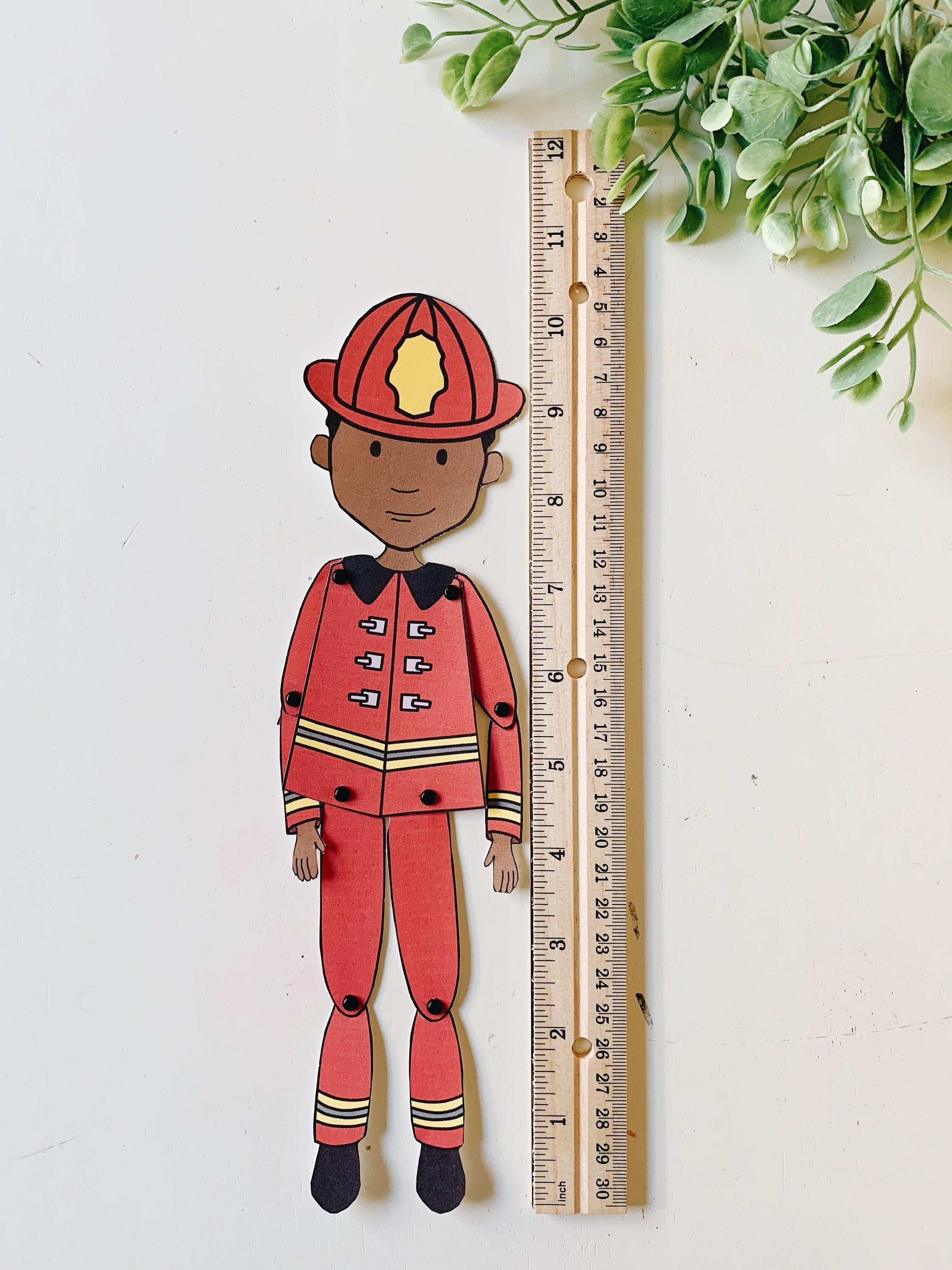 Articulated Firefighter Paper Doll/Puppet African American Boy | Etsy