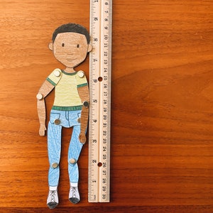 Articulated Paper Doll/Puppet Coloring Page African American Boy Printable Digital Download image 6