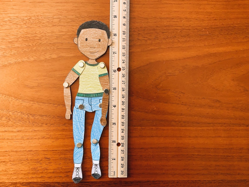 Articulated Paper Doll/Puppet Coloring Page African American Boy Printable Digital Download image 6